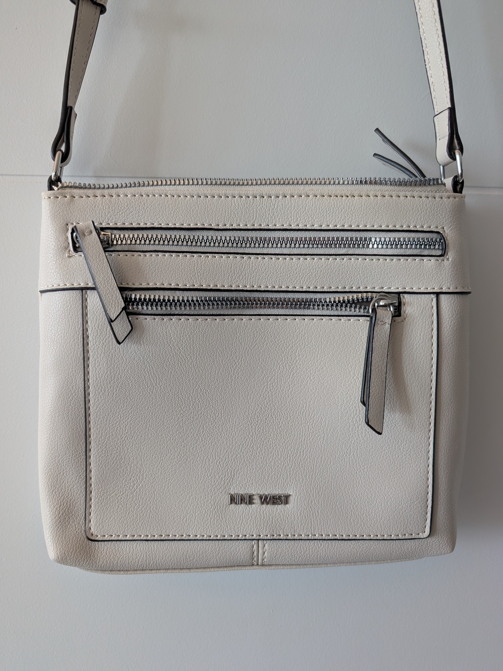 Nine West Off-White Crossbody Bag with Silver Hardware
